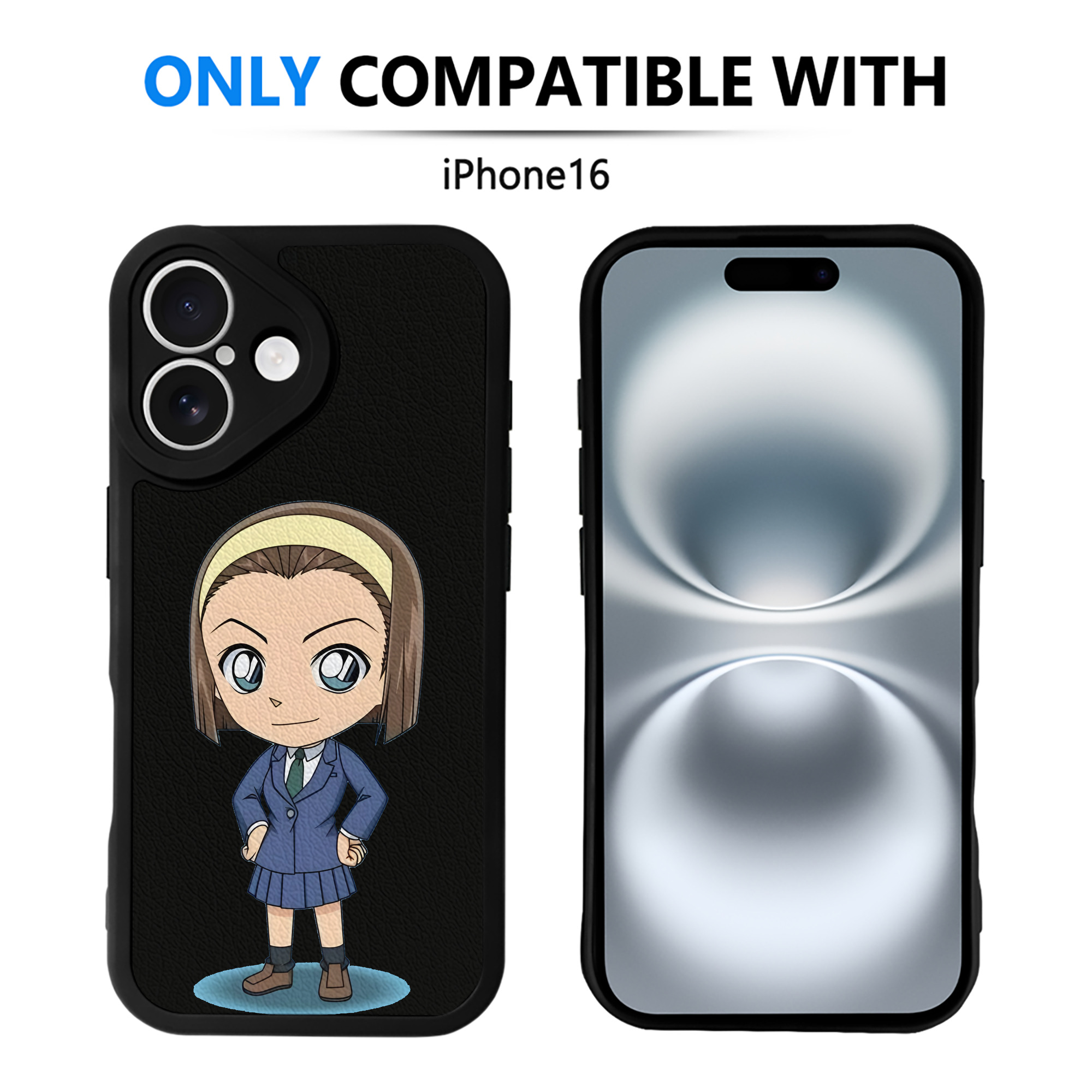 （画像用） 名探偵コナン 吉田 歩美 よしだ あゆみ Detective Conan my Yeager 【iPhone 16シリーズ対応】シリコンスマホケース（レザー調） 材質：シリコン